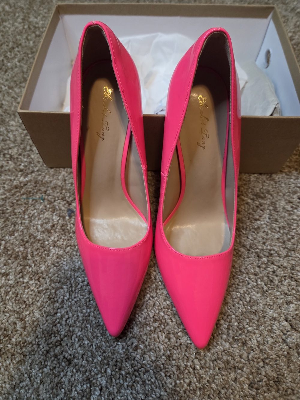 High Heel Pointed Pumps in Neon Pink